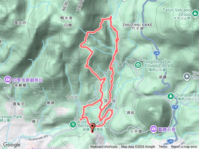 龍鳳谷遊客中心～泉源國小通學路（保甲路古道）～十八份拐圳～草山觀瀑吊橋～猴崁水圳古道～青楓步道～風尾步道～泉源（媽祖窟）步道～龍鳳谷步道～遊客中心預覽圖