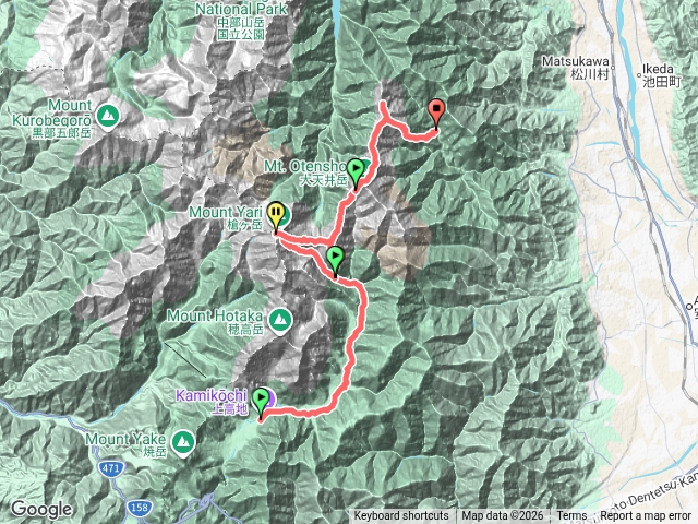 日本表銀座縱走，槍岳、西岳、大天井岳、合戰岳、燕岳