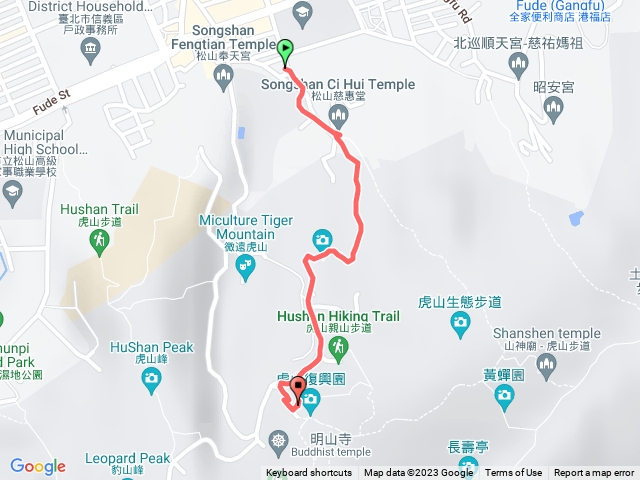 虎山溪步道至復興園單程