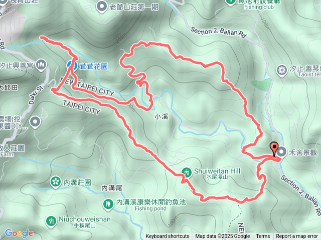 汐止八連小溪環峰連走(凱達格蘭山-小溪瀑布-大丘田山東峰-水尾潭山西北峰-水尾潭山)O形