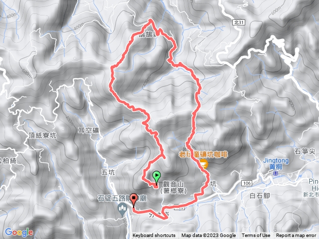 20230112石底觀音山、刀石崙、腰繞古道、雙石塔、耳空龜山、展望峰、內曾路土地公、作埤內古道、一坑越嶺古道（大腳鴨）
