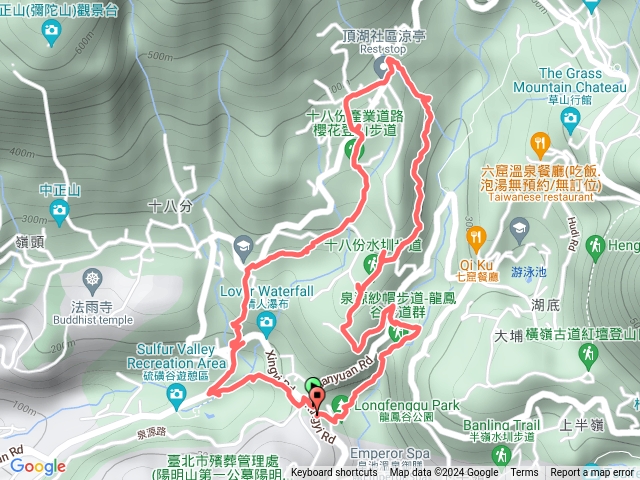 硫磺谷、風尾步道、拐圳步道、龍鳳谷