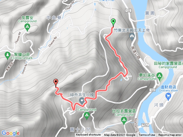 上坪山~五指連峰間的新登山口兼撤退點(舊十八兒部落)