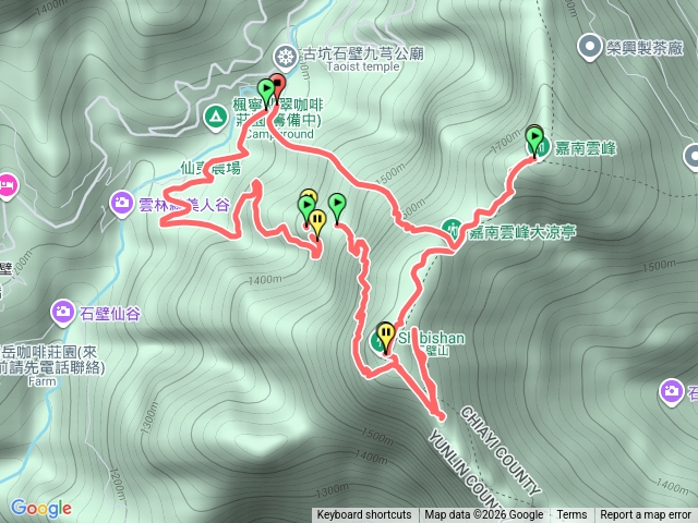 嘉南雲峰、石壁山（南側入口）O繞預覽圖