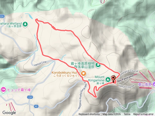 霧ヶ峰（車山）｜車山肩｜八島湿原｜蝶々深山｜車山乘越O型