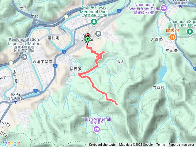 七堵火車站＞臥龍山＞拔西猴山＞七堵火車站