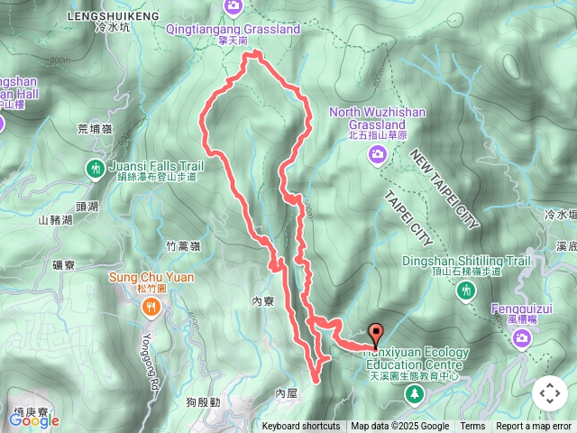 內雙溪古道-擎天崗-竹篙山-竹篙南-登峰圳古道O型縱走