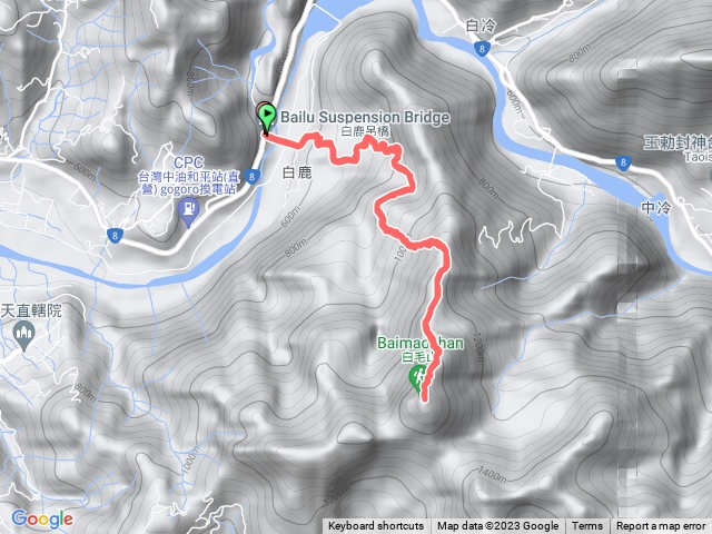 谷關七雄 白毛山：白鹿吊橋入口-白毛山主峰