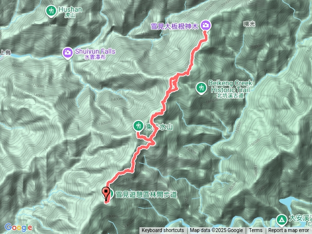 雪見大板根、北坑山、東洗水