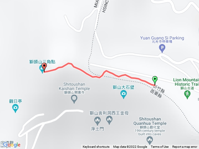 獅頭山上山（縣界界碑起登、高度計有誤）