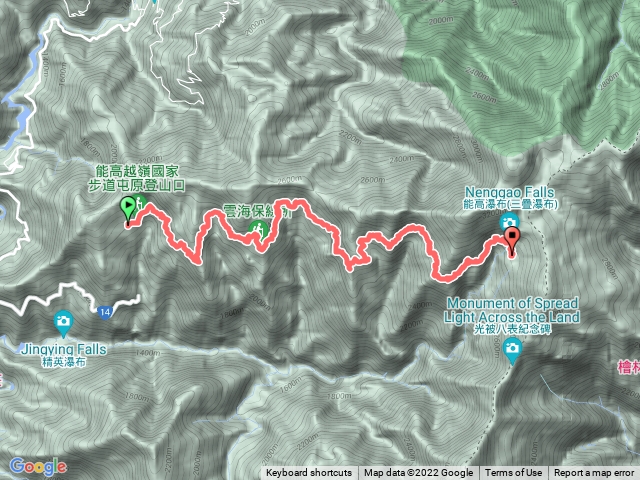 屯原登山口到天池山莊