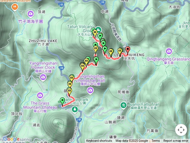 陽明山公車總站-苗圃步道-七星山主峰-七星山東峰-冷水坑