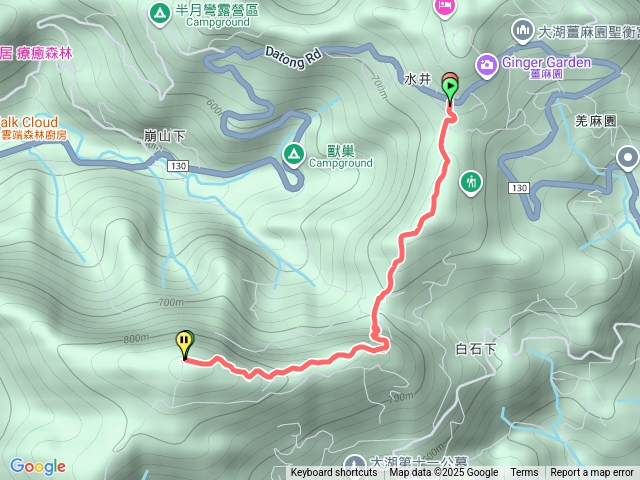 小百岳 苗栗大湖 關刀山 薑麻園園區 穗花山奈登山口 - 出關古道 -關刀山三角點 來回預覽圖