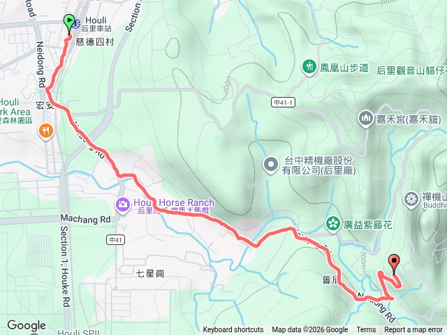 后里車站到長青山莊預覽圖
