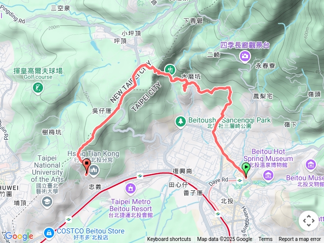 新北投～中和街錫安巷竹林步道～貴子坑山～小坪頂仙掘池～忠義福慈宮預覽圖