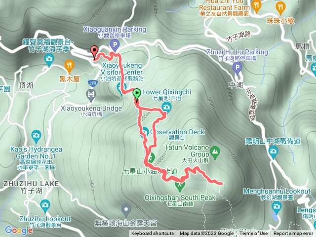 巴拉卡公路登山口-七星山主峰-七星山東峰-七星山主峰-巴拉卡公路登山口