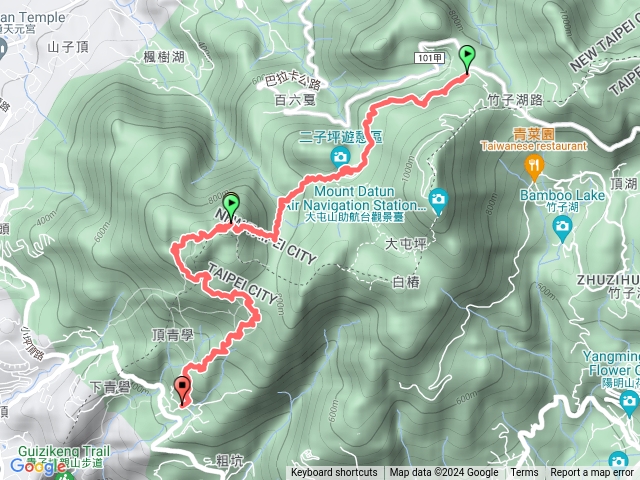 二子坪進，經面天山、向天池，清天宮出