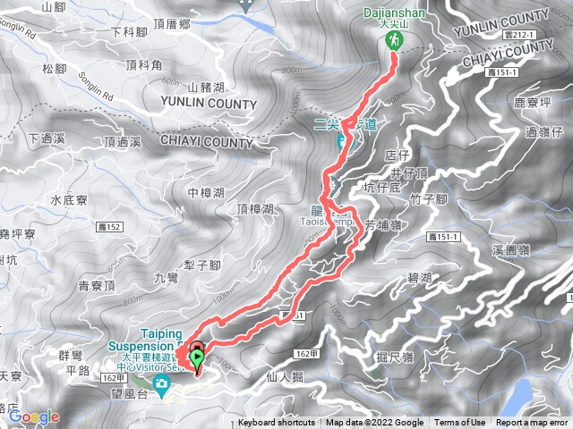 雲嘉五連峰(三元宮起,梅花路步道止)