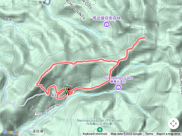 水田林道，馬武督西南峰，馬武督，蓮苞山，外鳥嘴山 O 型