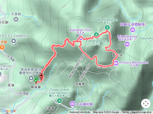 興福寮/向天池-火燒山，面天山-向天山