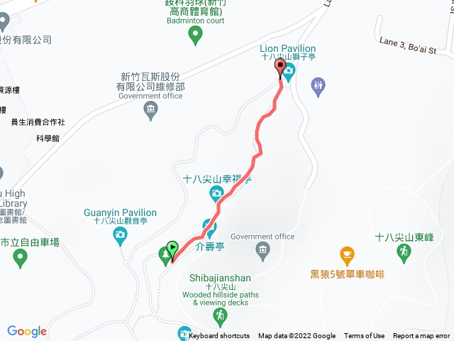 十八尖山下山 （返回獅子亭、高度計有誤）