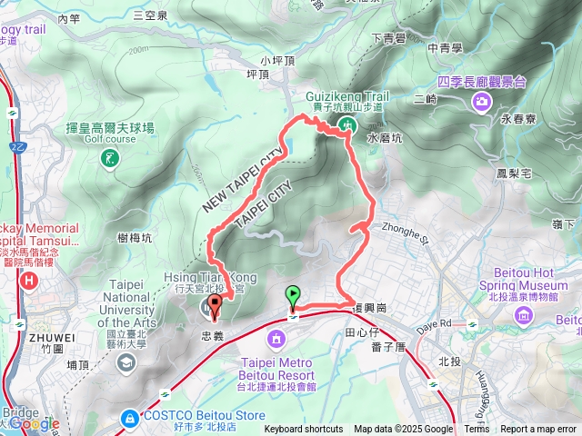 復興崗-三層崎公園-貴子坑西峰-嘎嘮別山-忠義山-行天宮北投分宮預覽圖