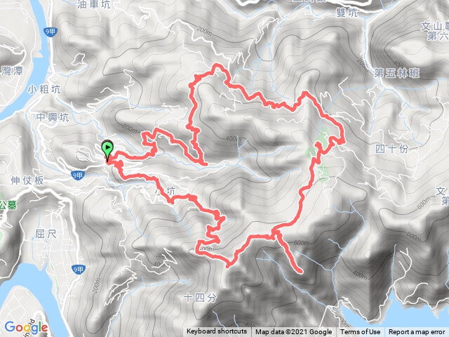2021/8/29花園新城越嶺保甲路-直潭山-翡翠水庫觀景平台-翠峰路-青潭寶塔-翠峰路70巷-廖家-靈山台岔-接赤蘆古道出花園新城