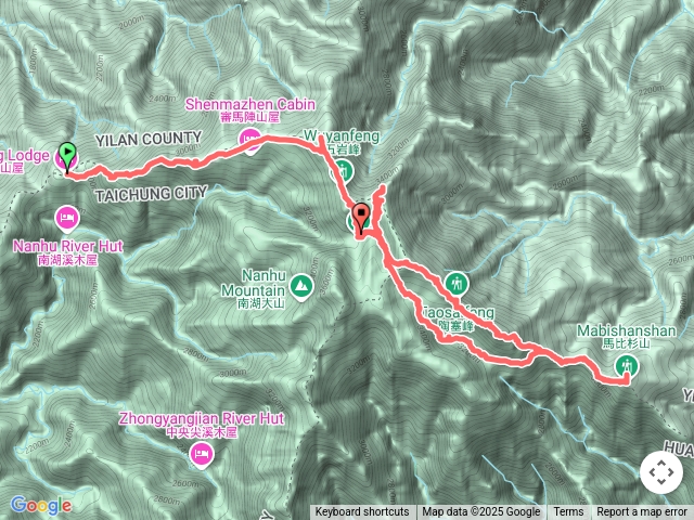 雲稜山屋-審馬陣-北山-北峰-圈谷東峰-陶賽峰-東南峰-馬比杉山