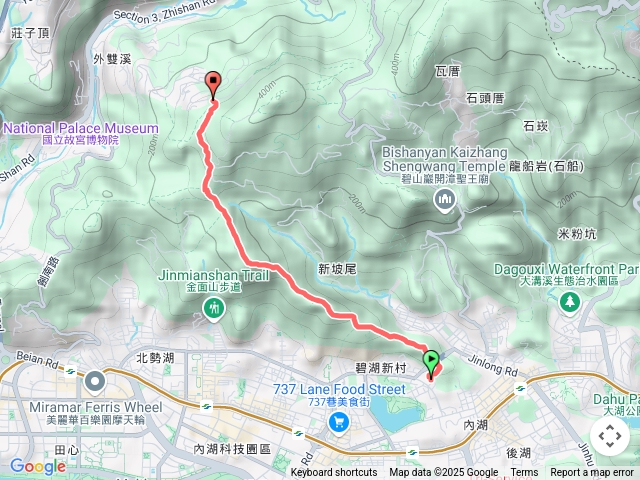 內湖碧湖山、新坡尾山、竹嵩山、金面山、剪刀石、論劍山、士林中社步道