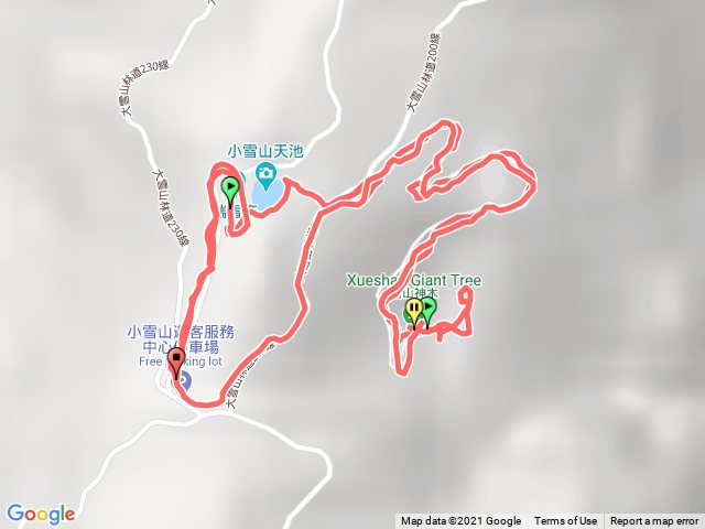 小雪山遊客中心經天池到雪山神木