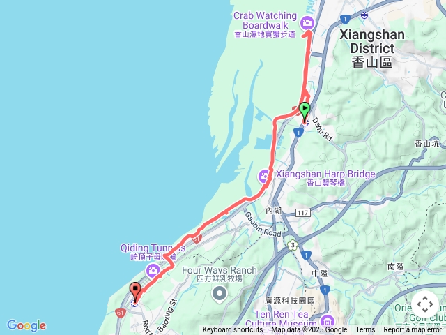 香山車站到崎頂火車站
