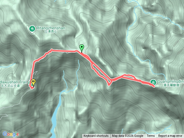 北大武山新登山口到喜多麗斷崖來回預覽圖
