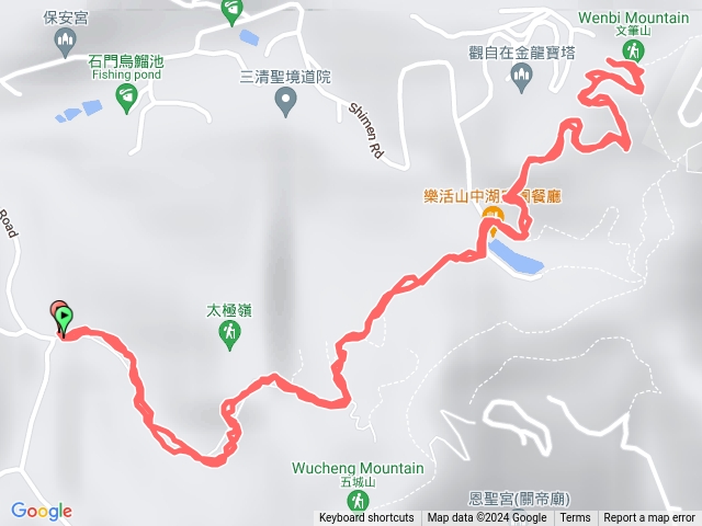 石門路70號登山口直上山中湖直上文筆山原路折返回70號登山口