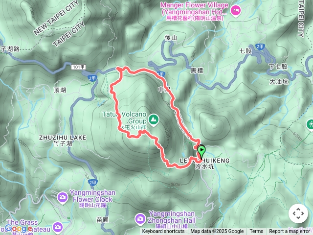 冷水坑→七星山東主峰→小油坑→冷水坑