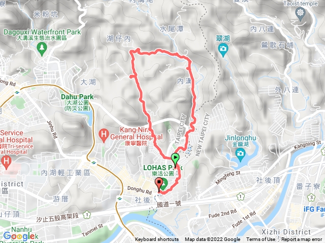 東湖國中-安泰溪-內溝溪生態館-內溝溪櫻花步道-樂活公園