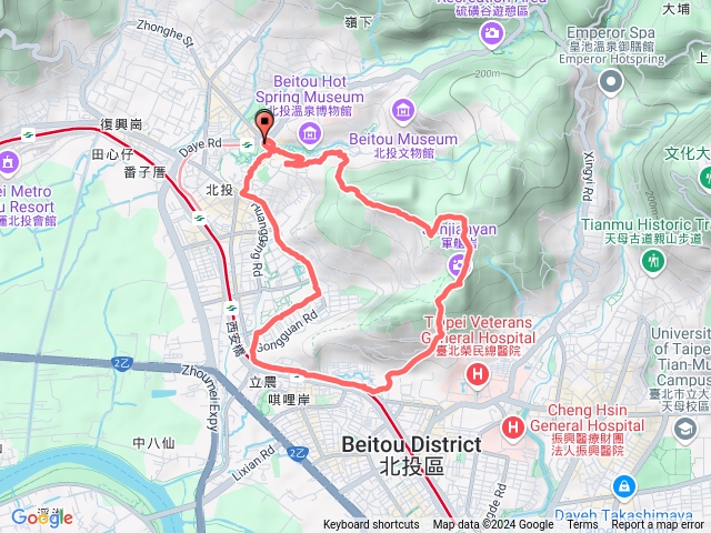 新北投捷運站—丹鳳山—軍艦岩等—新北投捷運站預覽圖