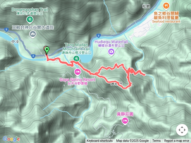 唐麻丹山O繞至蝴蝶谷瀑布-谷關七雄8海拔：1305公尺