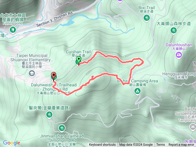 翠山步道-碧溪步道-打印台-大崙尾山-三角點-中社路步道預覽圖