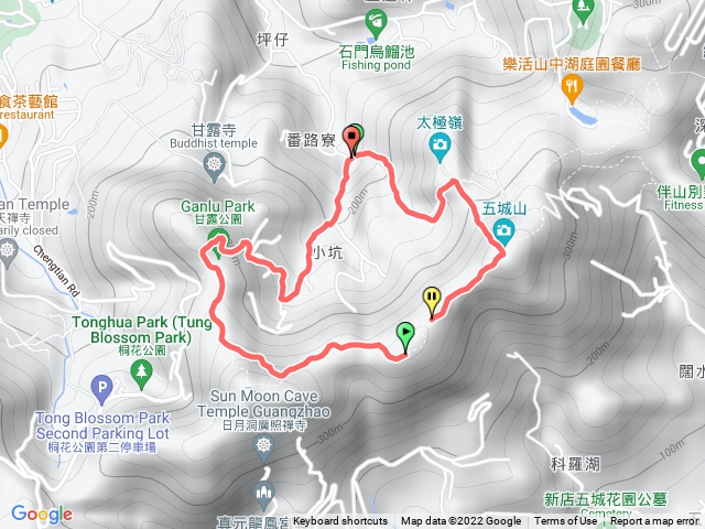 石門路70號步道入口-直上五城山-天上山縱走-天上山鞍部-甘露公園-產業道路-回70號步道入口