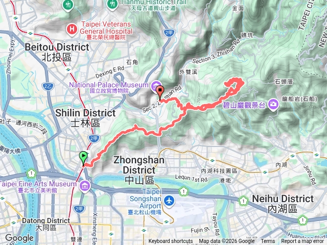 劍潭到故宮，經大崙尾，中社步道預覽圖