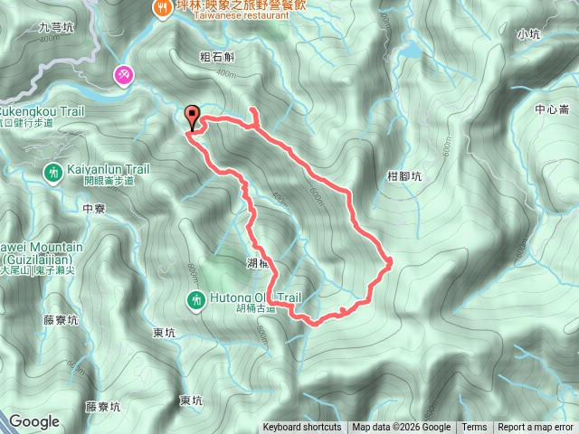 虎寮潭山南峰～虎寮潭山～柑腳坑山～胡桶鞍部～胡桶古道～虎寮潭步道。（新北坪林）預覽圖