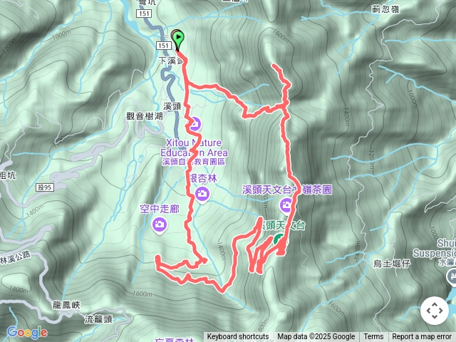 溪頭米堤上到北嶺2.7K，天文台，溪頭神木O繞
