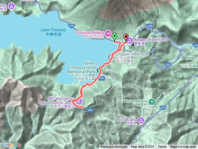日本日光中禪寺湖之半月山健行