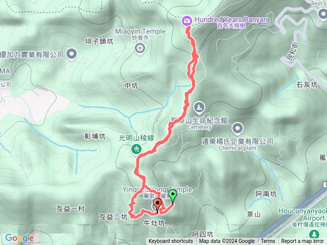 碧龍宮、牛灶坑山、光明山稜線、百年大榕樹