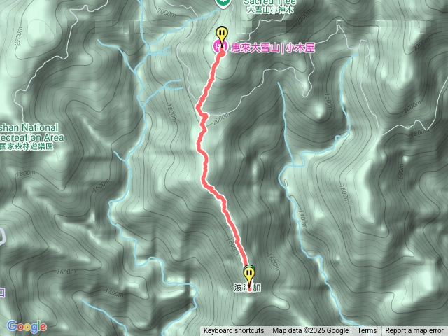 波津加-大雪山路線預覽圖