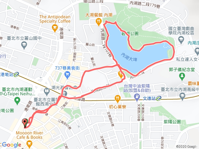 江南街→內湖路→碧湖公園→內湖路→江南街