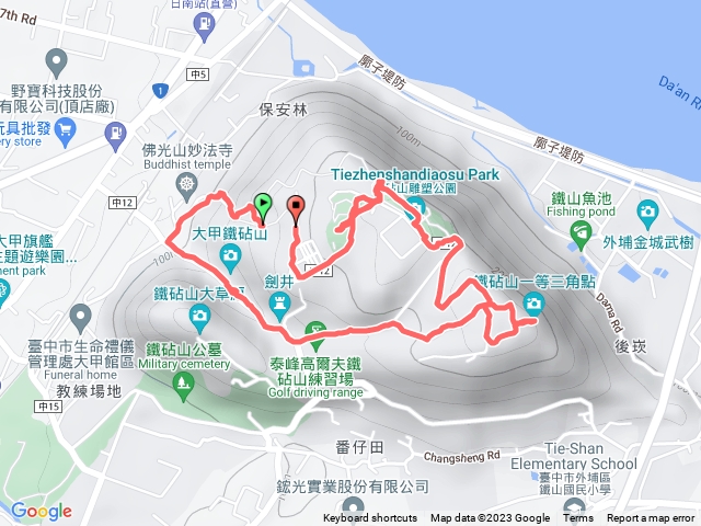 鐵砧山圖根點路線