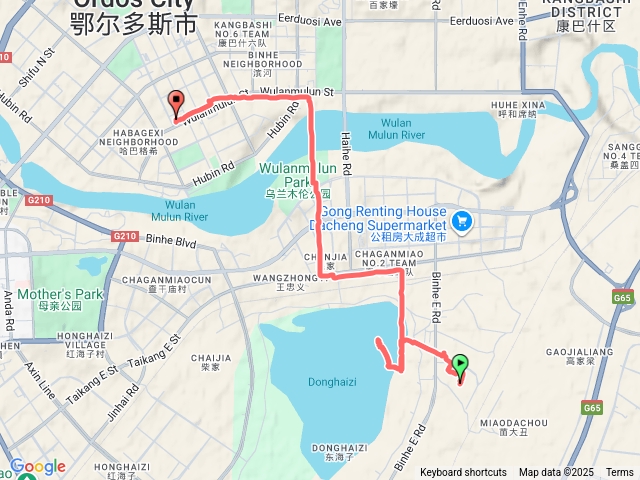 鄂爾多斯車站到烏蘭木倫格林豪泰旅店