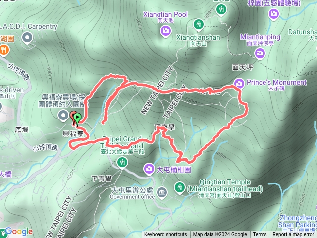 興福寮、頂青礐古道、清天宮步道、興福寮水管路、面天大橫斷、興福寮登山步道O型預覽圖