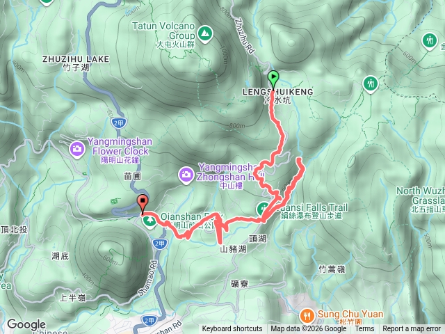 冷水坑到陽明山總站人車分道預覽圖